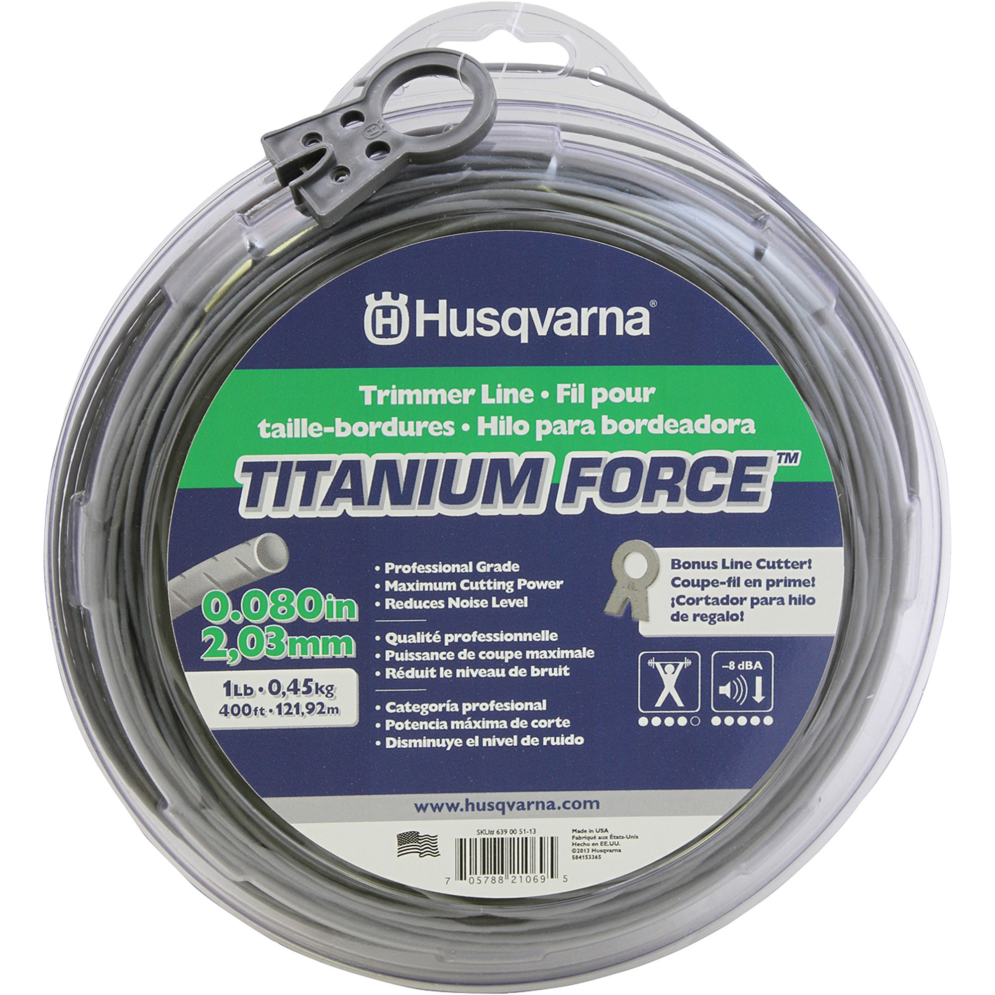 Husqvarna Titanium Force Trimmer Line, 0.080in.Dia. x 400ft.L, 1-lb. Spool